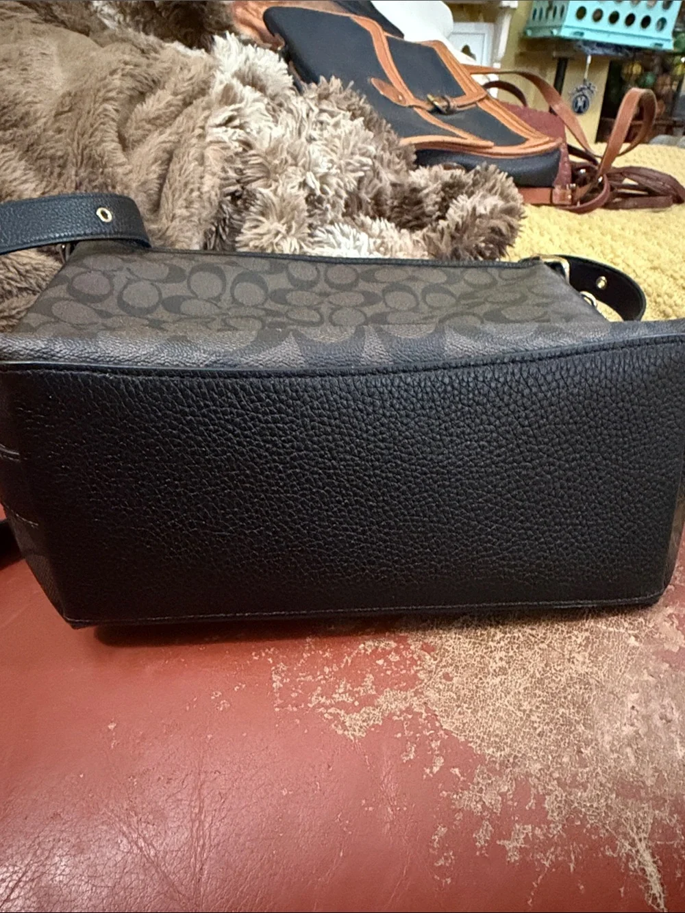 Coach Brown Signature Crossbody with Gold Logo